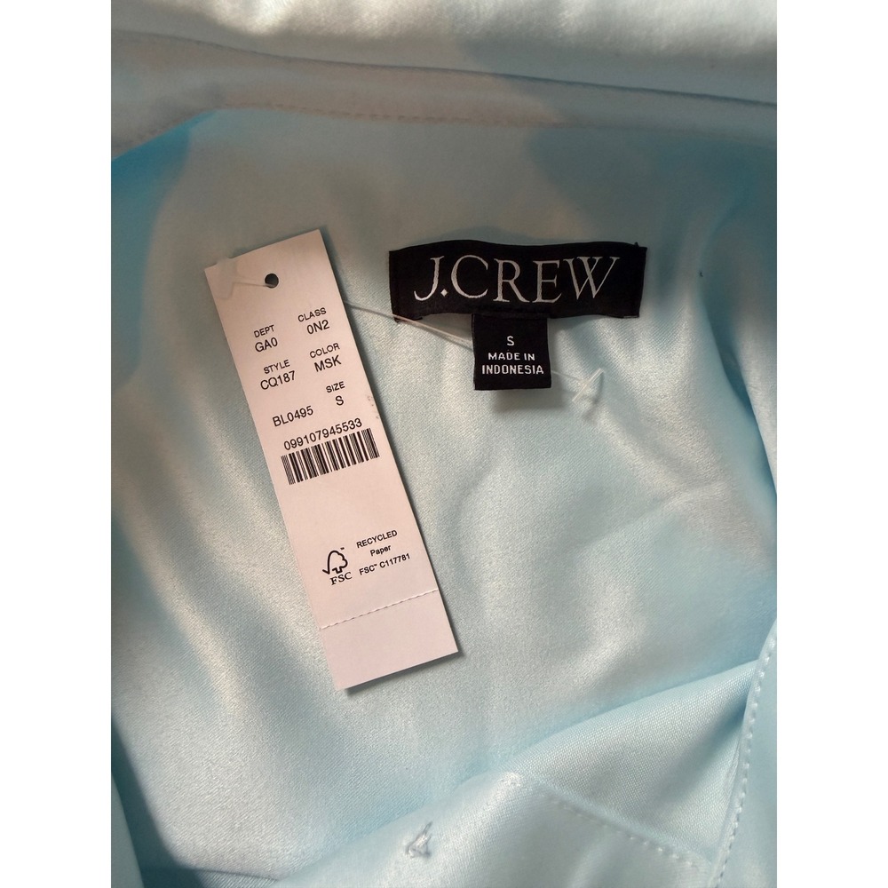 NWT J.Crew | 2025 Etienne Cropped Button-Up Shirt S Blue Duchesse Satin CQ187 - Picture 6 of 10